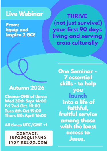 THRIVE (not just survive) your first 90 days living and serving cross culturally image