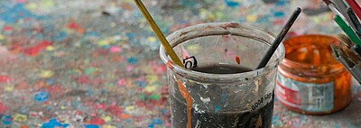 Paint pot and brushes