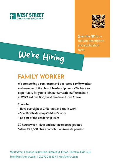 WSCF Family worker Leadership Team advert